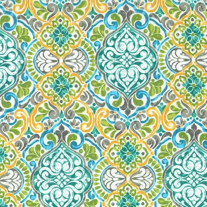 LVTXIII Outdoor Seat/Back Chair Cushion Patio Tufted High Back Cushion, Seasonal Replacement Rocking Chair Cushion with Ties (22” W x 20D”, Set of 2, Damask Green)-VerdiqueGarden