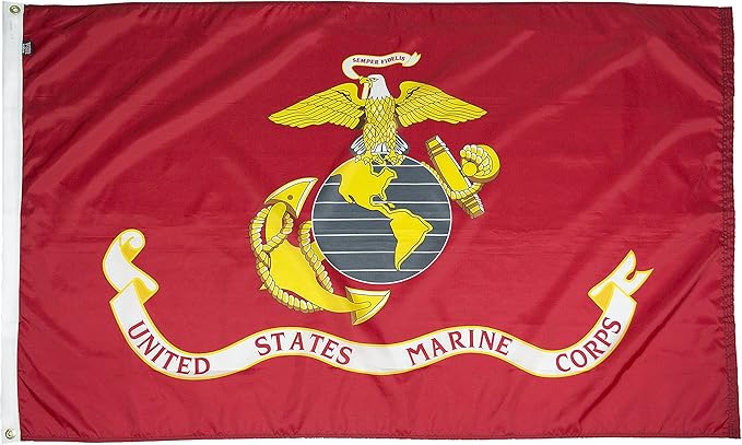 FlagSource U.S. Marine Corps Nylon Military Flag, Made in The USA, 3x5'-VerdiqueGarden