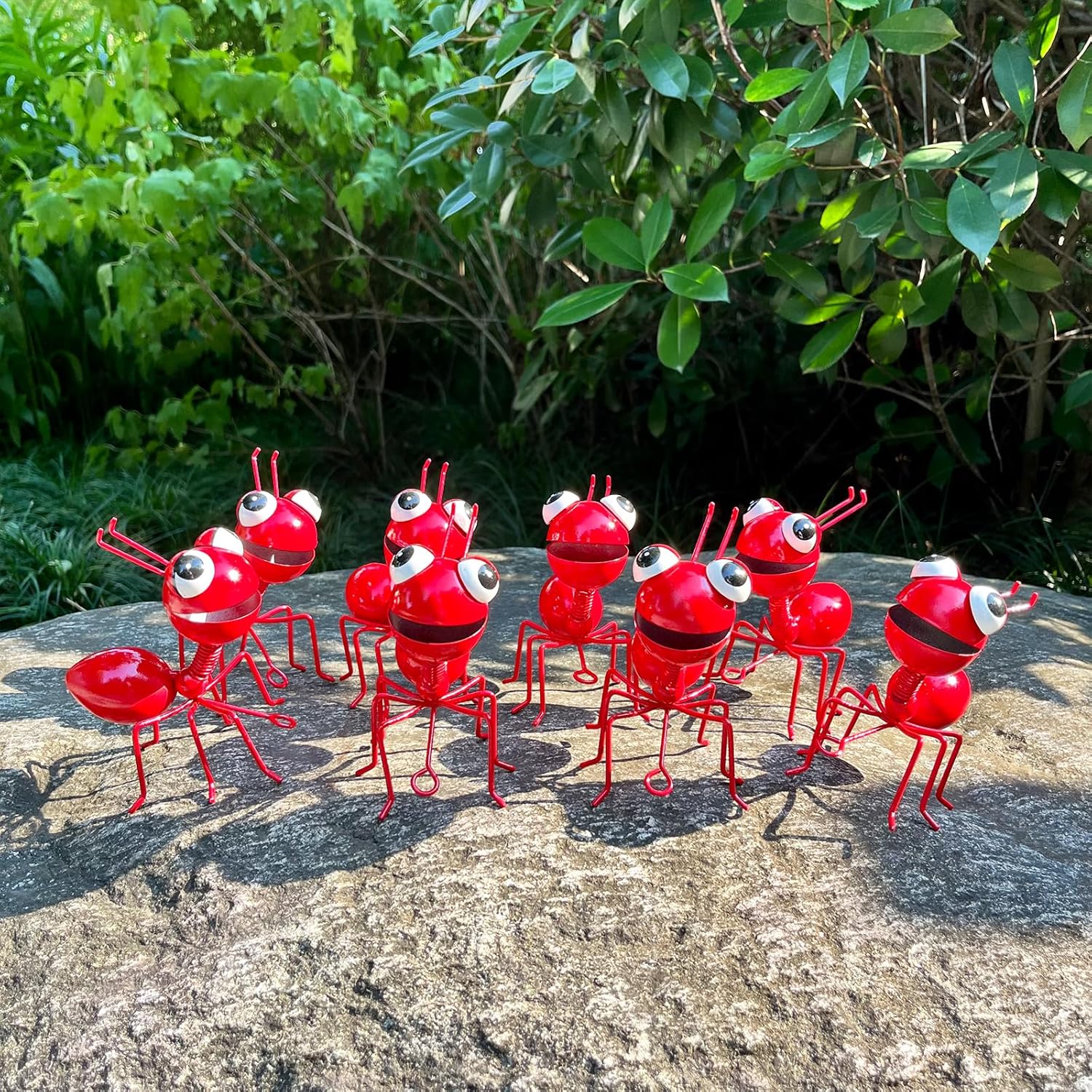 Metal Yard Art Garden Decor for Outside Cute Ants Yard Decorations Outdoor Lawn Ornaments Backyard Gifts for Mom - Set of 8（All Red）-VerdiqueGarden