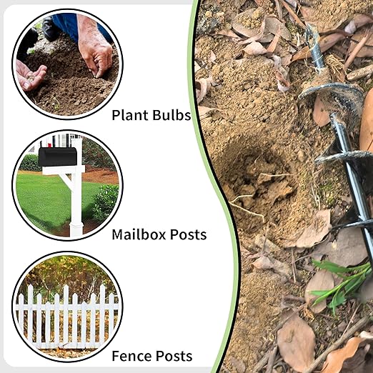 TCBWFY Auger Drill Bit for Planting 3.5"x16",Extended Length Garden Auger Spiral Drill Bit for Planting Bulbs Flowers,Planting Auger for Drill Post Hole Digger for 3/8”Hex-VerdiqueGarden