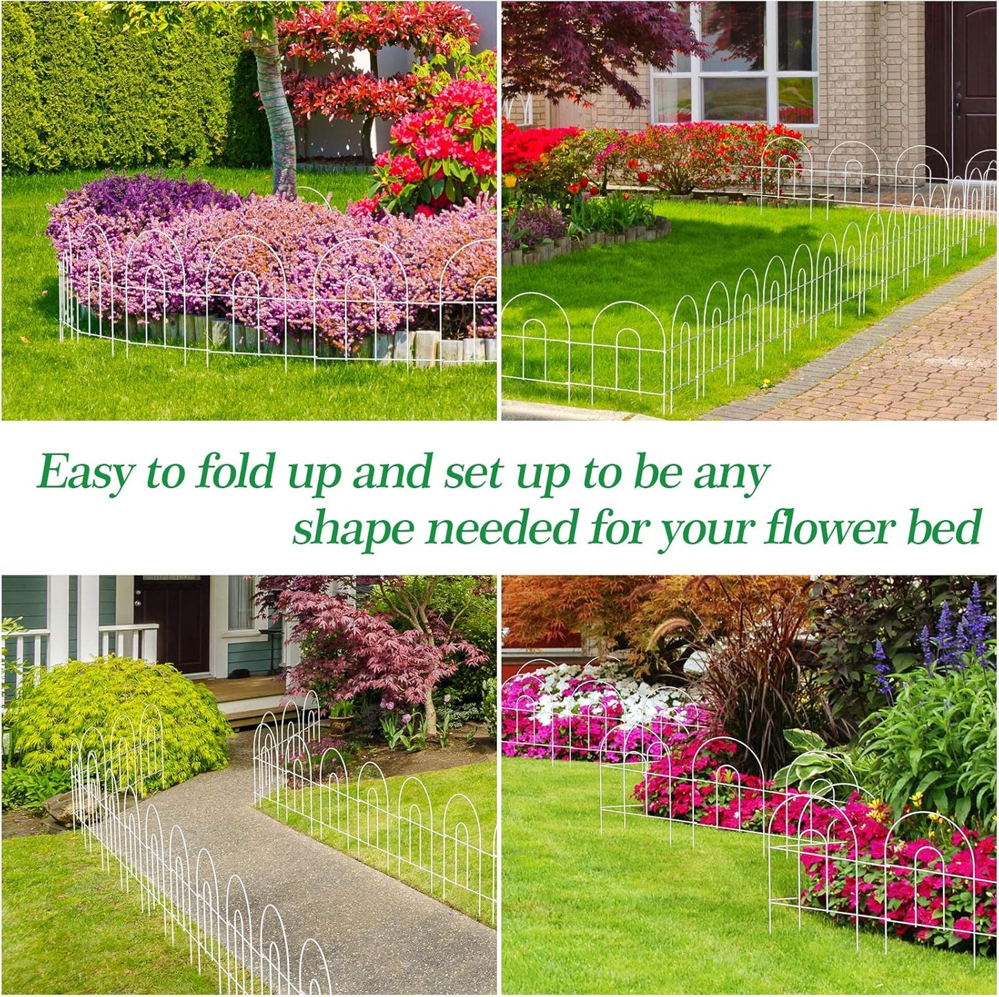 AMAGABELI GARDEN & HOME 35Panels 18in(H)×50ft(L) Decorative Garden Fences and Borders for Dogs Garden Fencing Animal Barrier No Dig Rustproof Metal Fence Panels for Flower Bed Fence White-VerdiqueGarden