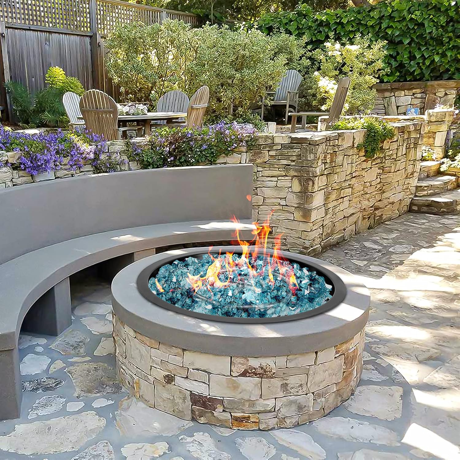 Stanbroil 19-Inch Round Fire Pit Burner Pan, Drop-in Gas Firepit Insert for DIY Fire Pit Table, Porcelain Steel, BTU 92,000 Max-VerdiqueGarden