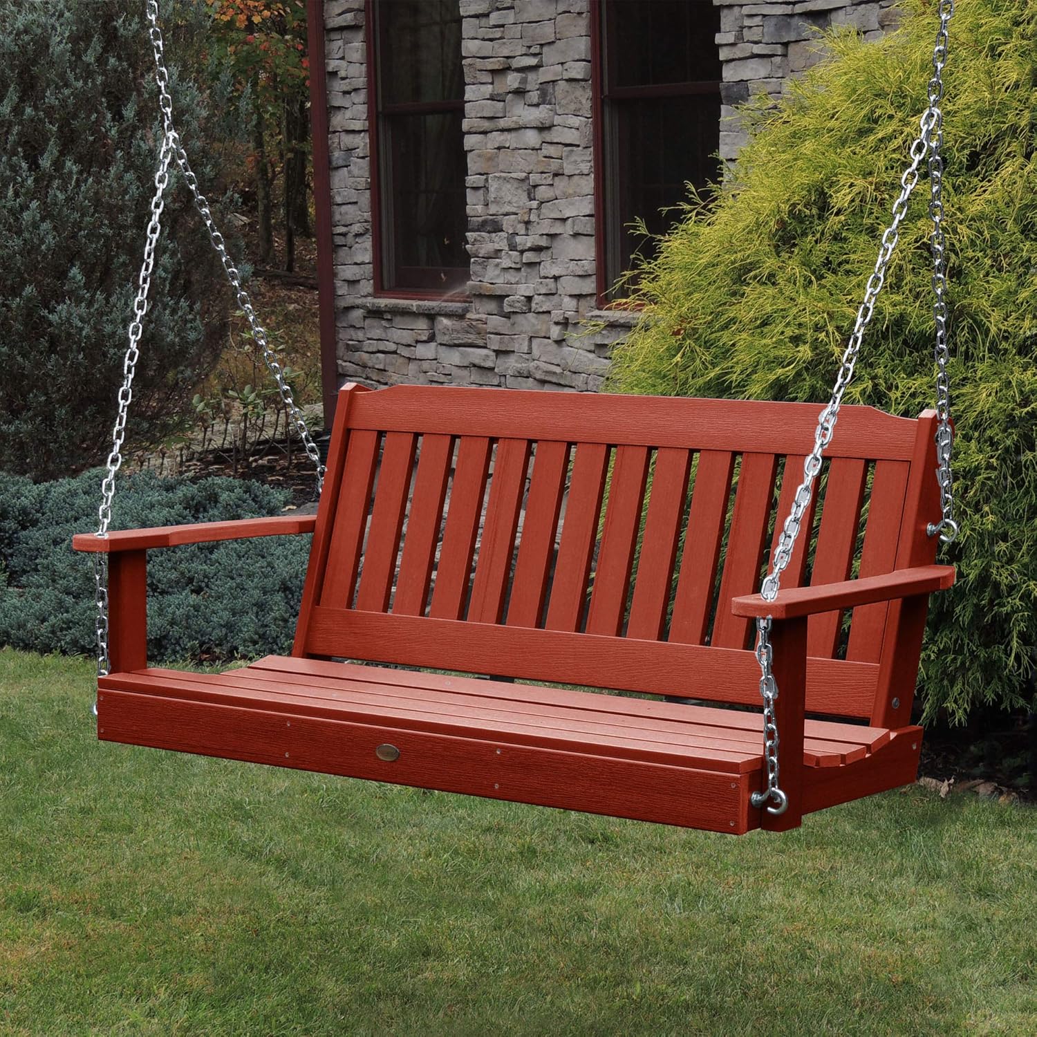 highwood Lehigh Porch Swing, 5 Feet, Rustic Red-VerdiqueGarden
