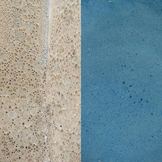 Sunnydaze Ceramic Bird Bath for Outside - 16" H - UV- and Frost-Resistant - Pedestal Bird Bath - Blue Glazed Bowl - White Lava Finish-VerdiqueGarden