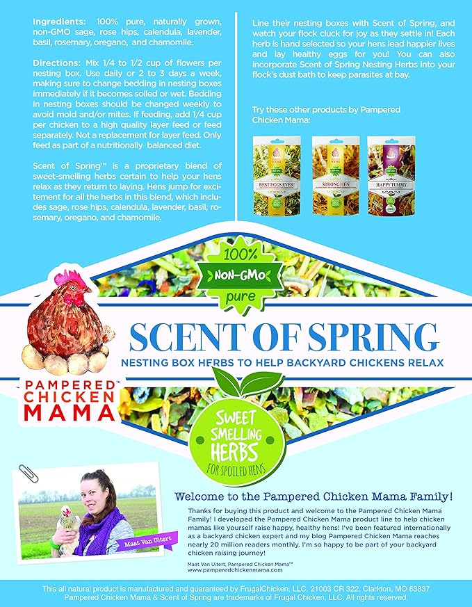 Nesting Herbs for Backyard Chickens 8 pounds - Scent of Spring - Keep Laying Hens Happy, Healthy and Relaxed-VerdiqueGarden