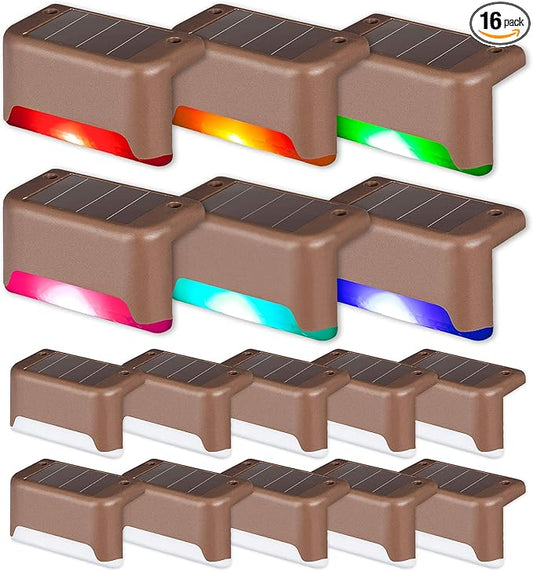 SOLPEX Color Changing Solar Deck Lights, 16 Pack Waterproof LED Lights for Decks,Stairs,Fences,Yards and Patios-VerdiqueGarden
