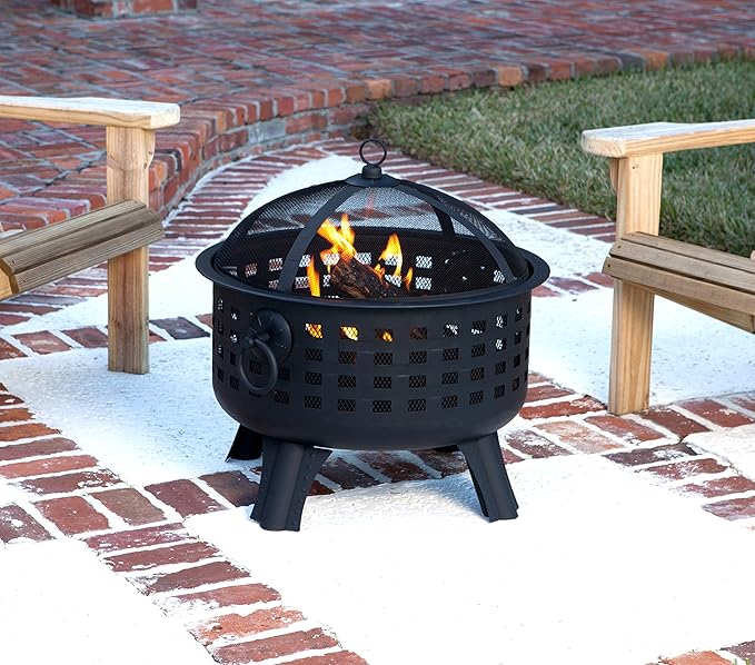 Amazon Basics 27 inch Steel Round Lattice Fire Pit-VerdiqueGarden