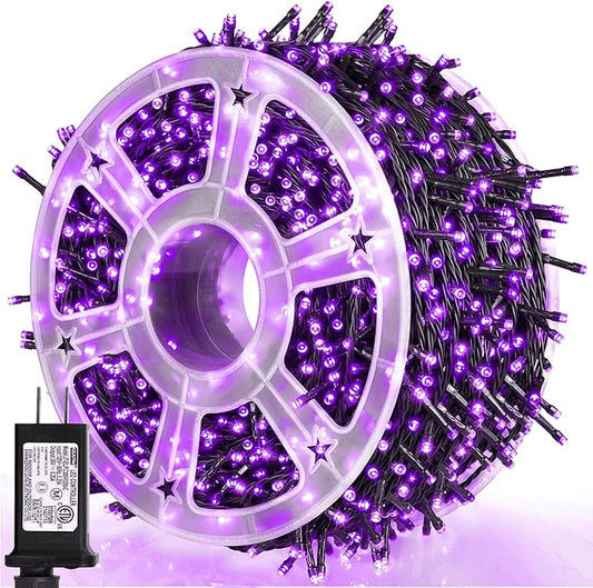 weillsnow 164FT 500 LED Purple Christmas Lights, 8 Modes Waterproof Plug in String Lights for Halloween Christmas Indoor Outdoor Yard Party Wedding Garden Home Decorations (Purple, 164FT)-VerdiqueGarden