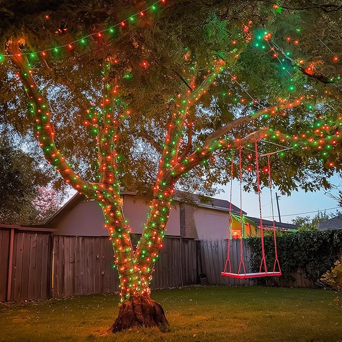 JMEXSUSS 200 LED Red and Green Christmas Lights Outdoor, 66ft String Lights Indoor Clear Wire Plug in for Bedroom Party Christmas Tree Decorations-VerdiqueGarden