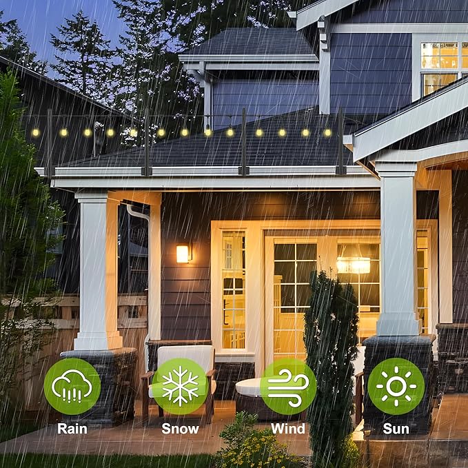 Suchtale 4 Pack 1.3 FT String Light Poles, Suspension Outdoor Fence Post Lights with Clip and Bracket, Outside String Lights Hanging, Wall Mounting Stand for Patio Garden Backyard Wedding Party, Black-VerdiqueGarden