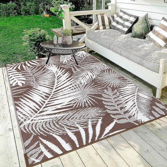 HiiARug Outdoor Rug 5x7Ft Outdoor Plastic Straw Rug Waterproof Outdoor Rugs for Patios Clearance Reversible Patio Mat Outdoor Carpet for Patio Camping Porch Deck RV Camper Backyard-VerdiqueGarden