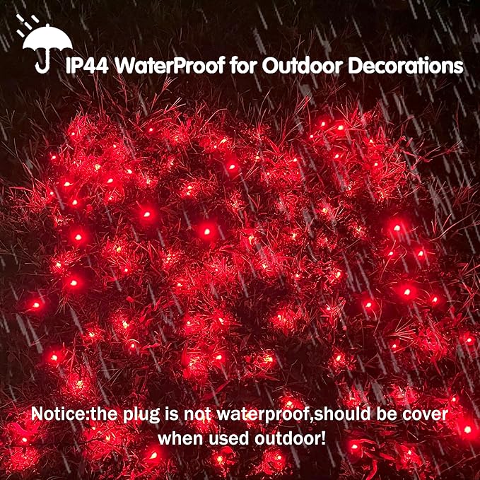 HISHINY LED Red Christmas Net Lights Outdoor,5ftx5ft 100LED Green Wire, Connectable Indoor Outdoor Bush Mesh Net Lights String for Halloween Christmas Party,Shrub,Yard,Tree（Red）-VerdiqueGarden