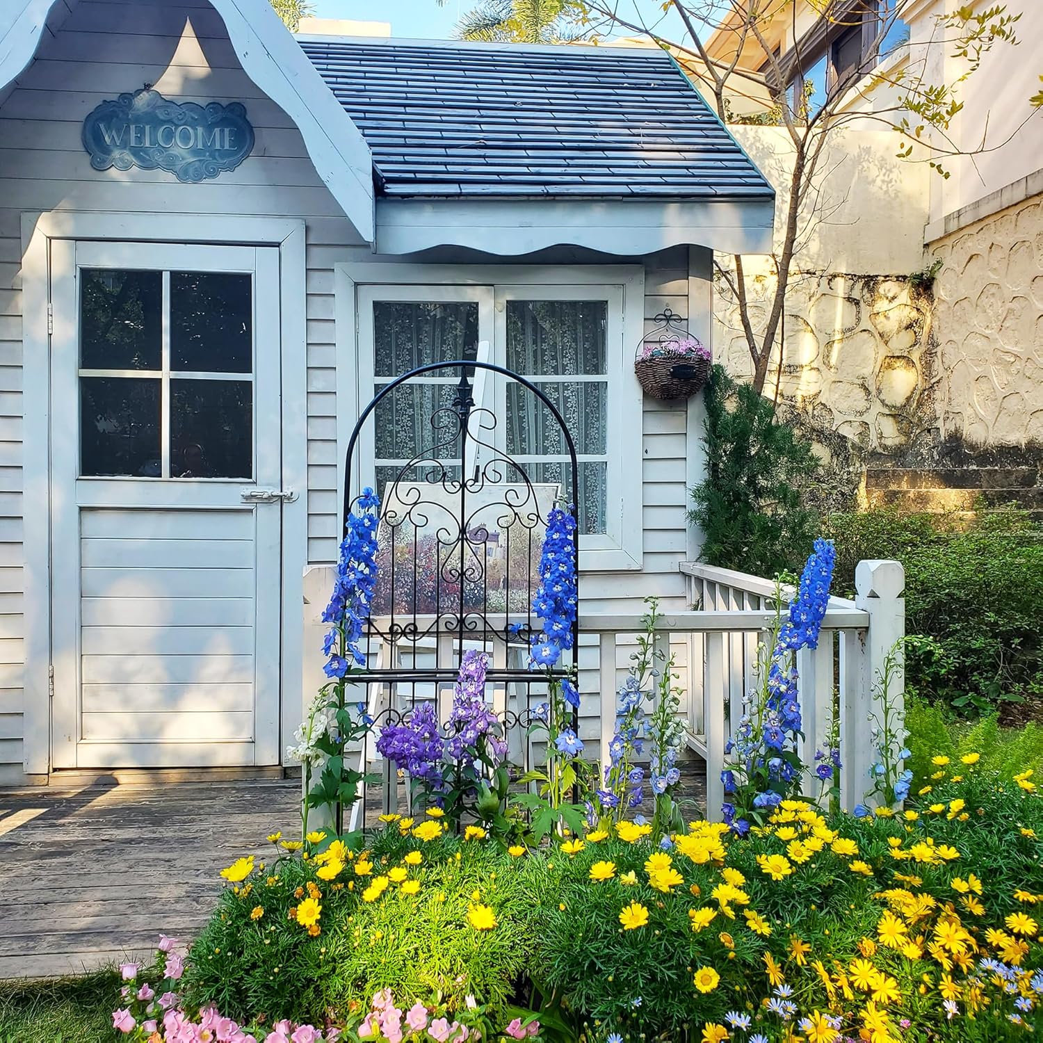 Trellis for Climbing Plants 59" H x 21.6" W Metal Unique Design Decorative Garden Structure Weather-Resistant Trellises Outdoor Decor Flowers Roses Vine Ivy Clematis-VerdiqueGarden