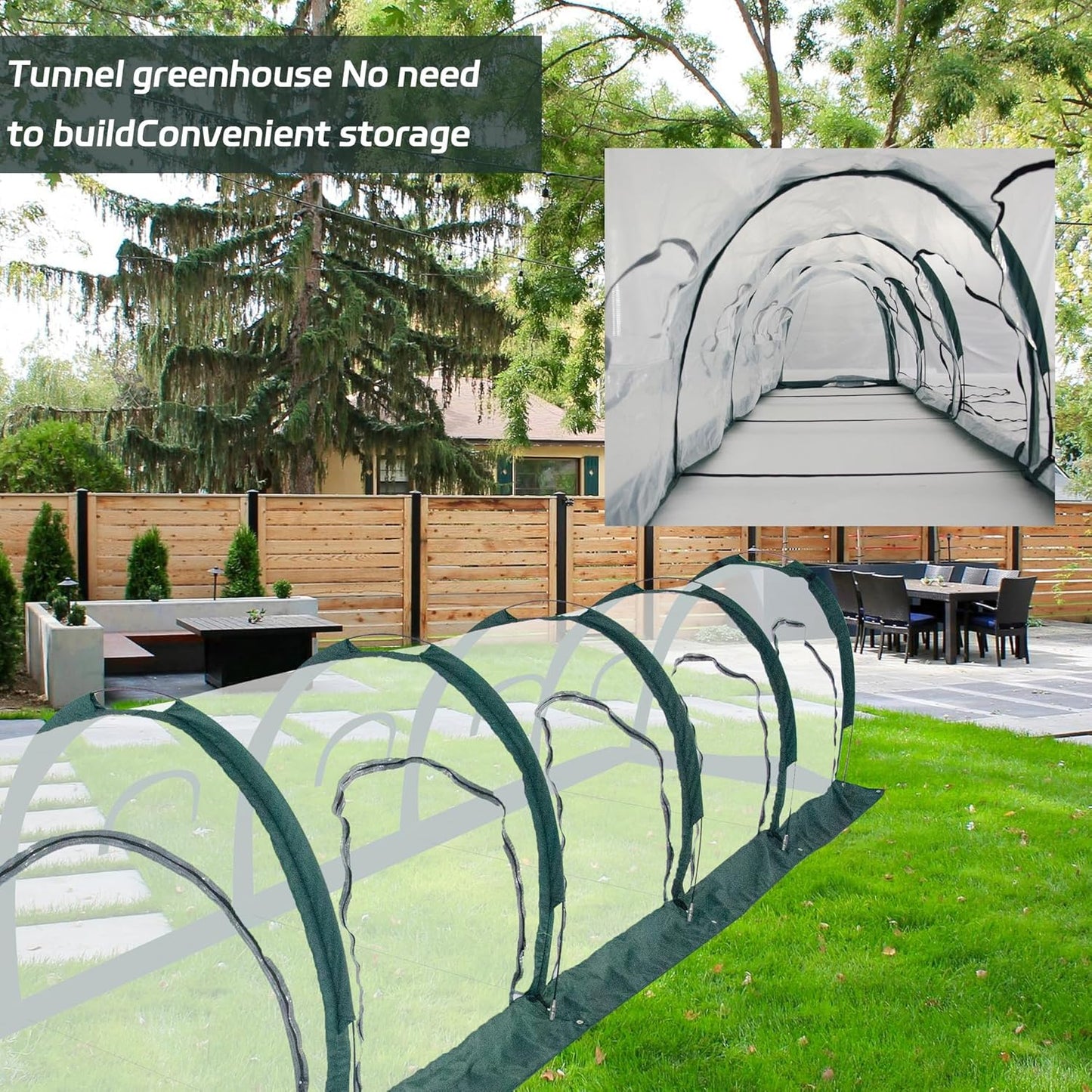 Portable PE Plastic Tunnel Greenhouse for Outdoors - Cambered Poly Transparent Long Greenhouses Clear Insulation Grow Tent Ideal for Backyards and Patio Vegetable Cultivation (5M)-VerdiqueGarden