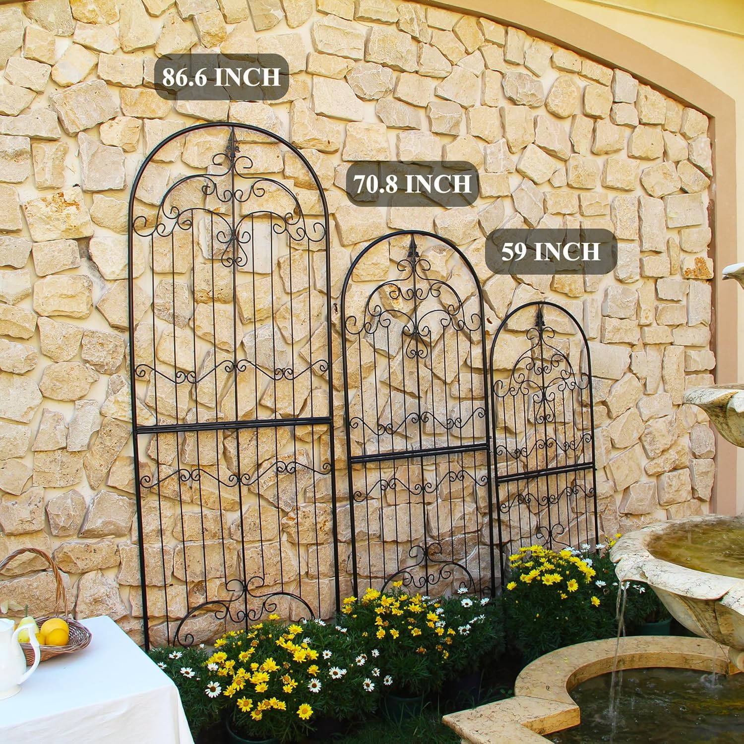 Trellis for Climbing Plants 59" H x 21.6" W Metal Unique Design Decorative Garden Structure Weather-Resistant Trellises Outdoor Decor Flowers Roses Vine Ivy Clematis-VerdiqueGarden