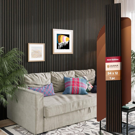 Avana Modern Acoustic Wood Wall Panels – 94.4 x 12.6 Inch Smoke Oak Acoustic Panels 1 PC – Wall Panels For Interior Wall Decor For Homes, Offices, Studios – Sturdy & Durable Wood Panels For Wall-VerdiqueGarden