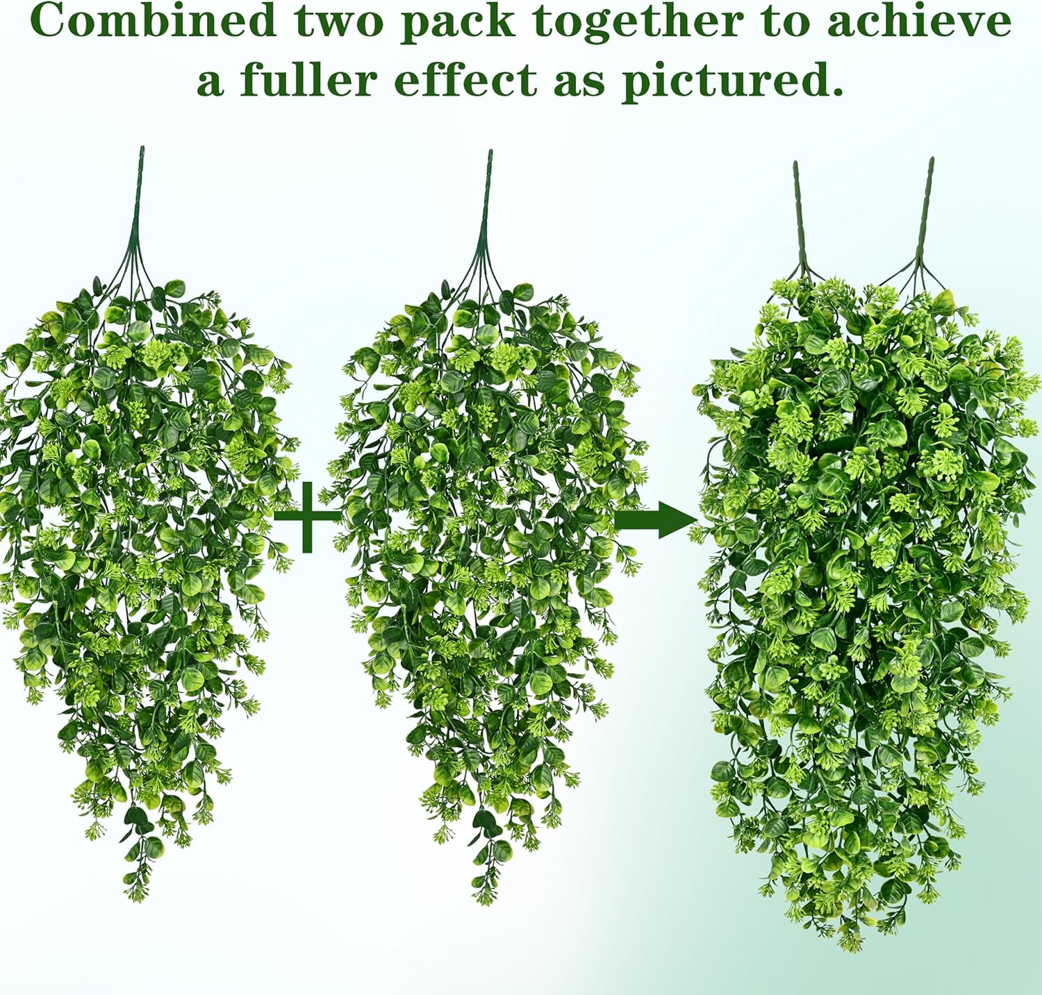 Waipfaru 4Pcs Fake Hanging Plants 3ft Fake Plants UV Resistant Fake Vines Artificial Decor for Indoor Outdoor Party Wall Porch Wedding Decoration,Light Green-VerdiqueGarden