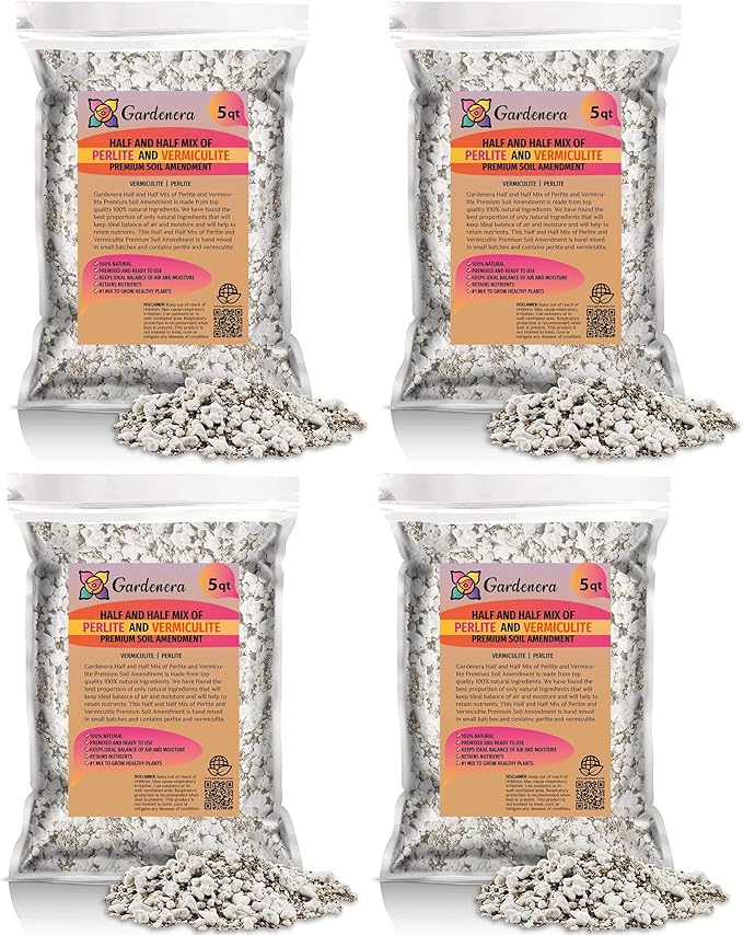 Half and Half Mix of Perlite and Vermiculite - 20 Quart - Unlock The Secret to Thriving Plants with a Natural Soil Amendment (4 Bags of 5 Quart)-VerdiqueGarden