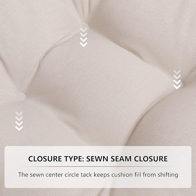 RACE LEAF Chair Cushions 19" x 19" Patio Chair Seat Pads, Set of 2 Thick Fill Tufted Square Patio Cushions, Water-Resistant with Ties for Non-Slip Support, Beige-VerdiqueGarden