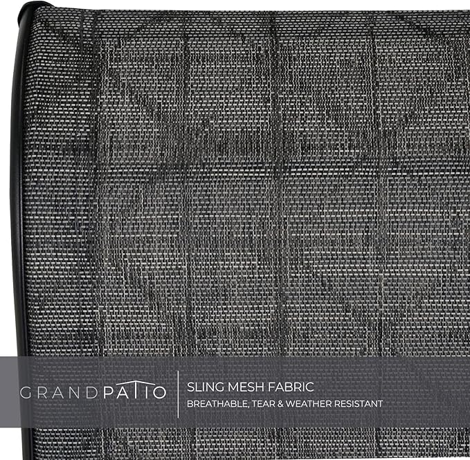 Grand patio Outdoor Swivel Dining Chairs Set of 2, 360 Degree Mesh Sling Rocker Sets for Deck, Garden Backyard, Black & Grey Plaid-VerdiqueGarden