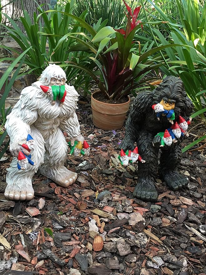 GlitZGlam Large Miniature Bigfoot and Gnomes for Fairy Garden. A Large Gnome Figurine (13 inch High) and Fairy Garden Accessory-VerdiqueGarden