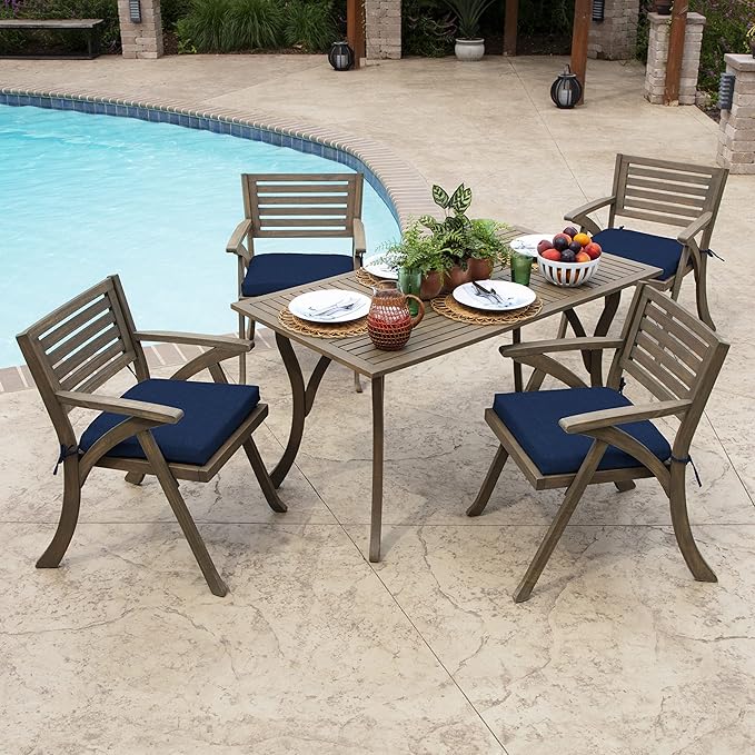 Arden Indoor/Outdoor Seat or Rocking Chair Cushion, 19 x 18, Water Repellent, Rain Proof, Fade Resistant Cushion for Rocking or Dining Chairs Sapphire Blue Leala-VerdiqueGarden