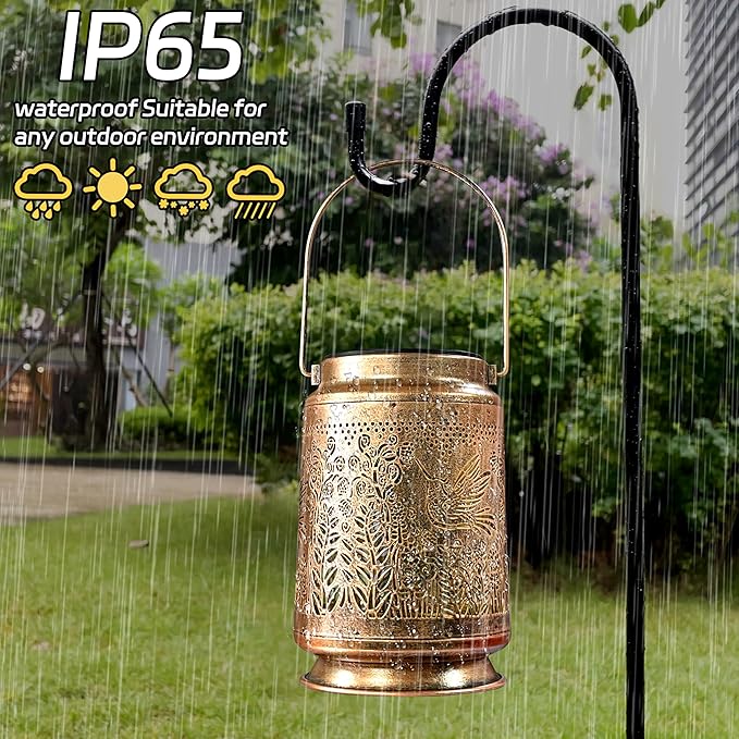 KY&BOSAM Fly Hummingbird Solar Lanterns Outdoor Waterproof Hanging Solar Lights Christmas Gifts for Women Men Metal Bird Decoration LED Solar Lantern Garden Decor for Yard,Tabletop,Pathway,Landscape-VerdiqueGarden