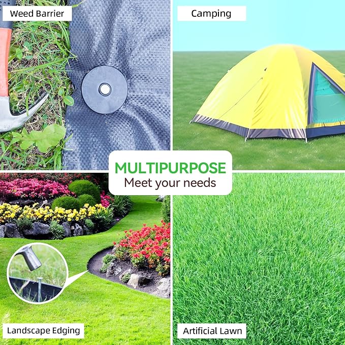 100 Pack Landscape Stakes with Gasket Caps - 6.3 Inch Heavy-Duty Galvanized Steel Garden Spikes are Used to Fixing Weed Barrier, Artificial Lawn, Patio Rug, Etc-VerdiqueGarden