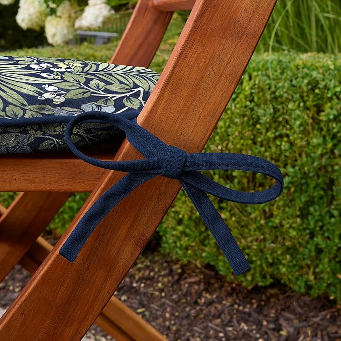 Arden Indoor/Outdoor Foam Seat Pad, 2 Pack, 17 x 16, Patio Cushion, Water Repellent, Fade Resistant, Foam Cushion Sapphire Morrison Floral-VerdiqueGarden