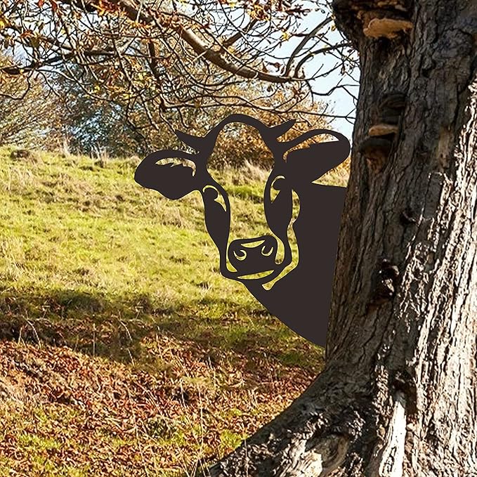 Cow Metal Art Farm Garden Decor Garden Fence Decoration Outdoor Decoration for Farmhouse Yard Lawn-VerdiqueGarden