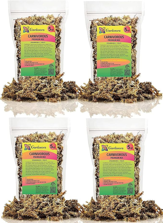 Sphagnum Moss Potting Mix for Carnivorous Plants - 20 Quart - Moss and Perlite Blend for Potting Venus Fly Traps, Sarracenia, Pitcher Plants (4 Bags of 5QT)-VerdiqueGarden