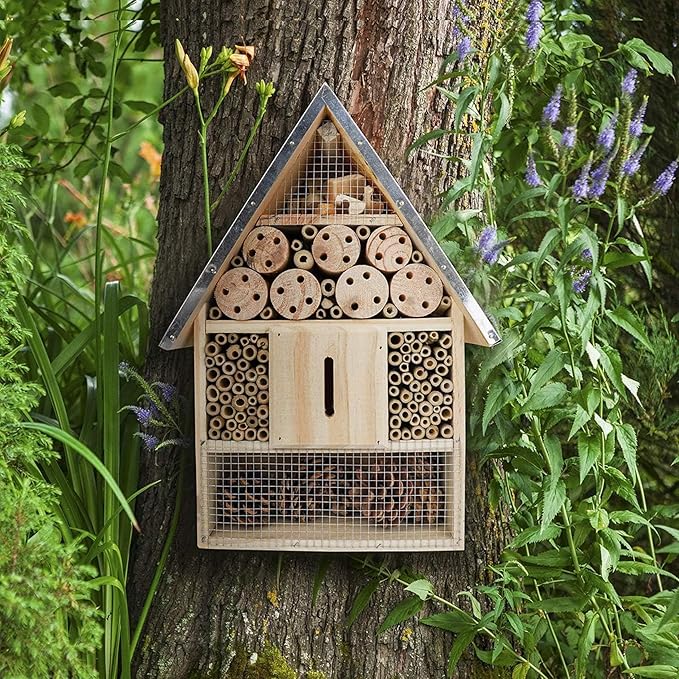 Premium Weatherproof Insect Hotel - Durable Bug House, Bee Home Box for Garden - Ideal Habitat for Bees, Ladybirds, Butterflies - Enhance Biodiversity & Eco-Balance-VerdiqueGarden