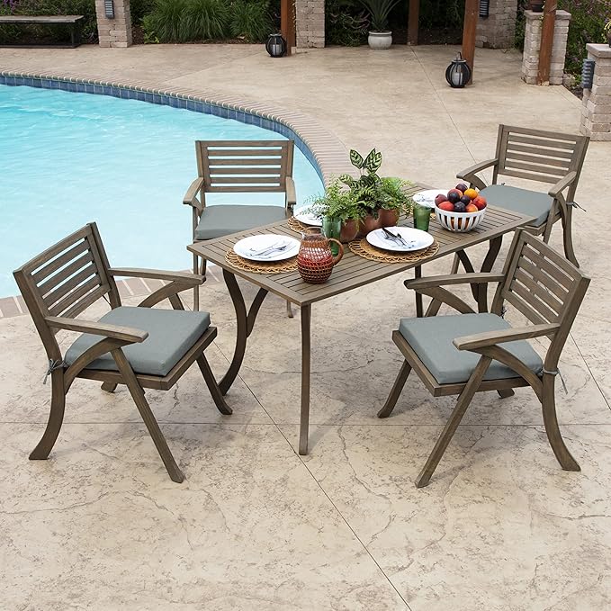 Arden Selections Rocking Chair Cushion, 19 x 18, Rain-Proof, Fade Resistant, Cushions for Rocking and Outdoor Chairs 19 x 18, Stone Grey Leala (Pack of 4)-VerdiqueGarden