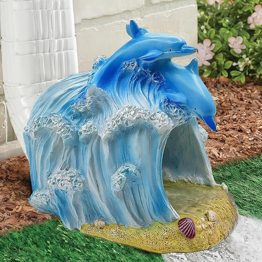 Dolphin Statue 3"x4" Gutter Downspout Extension Decor, Whimsical Garden Rain Diverter, Outdoor Decor Sculpture Ornament, Gutter Extender Diverter, Splash Blocks for Gutters Downspouts-VerdiqueGarden
