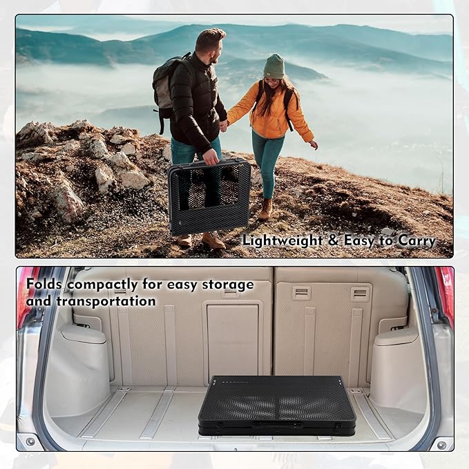 Camping Table with Mesh Desktop, Lightweight & Portable Folding Grill Table, Height Adjustable Metal Outdoor Table for Camp, Cooking, BBQ, RV, Picnic-4 FT Black-VerdiqueGarden