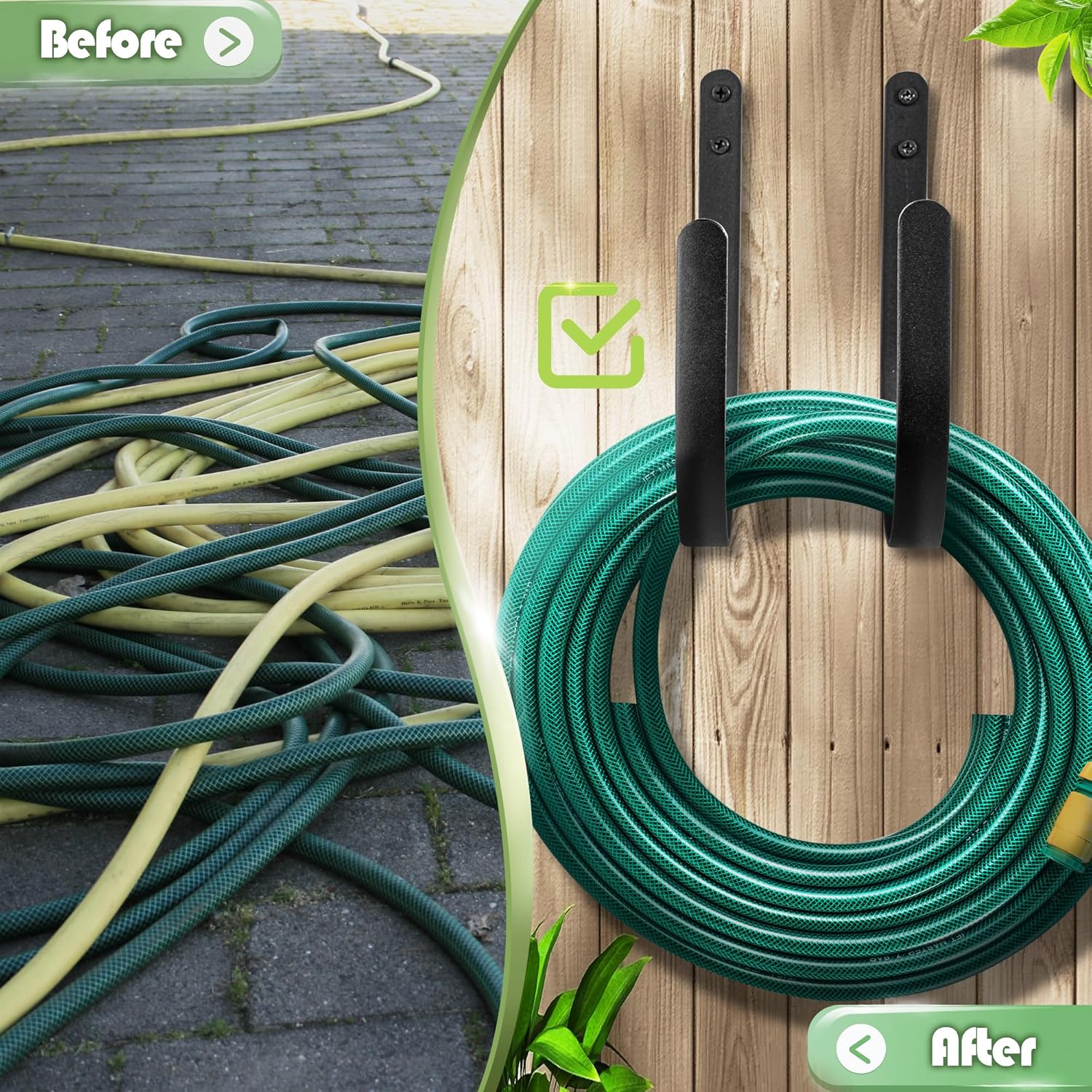 Hose Holders Wall Mount - Heavy-Duty Metal Garden Hose Hanger for Outside - Rust-Proof Hanging Hose Rack Hook Mount for Water Hose (4PCS)-VerdiqueGarden