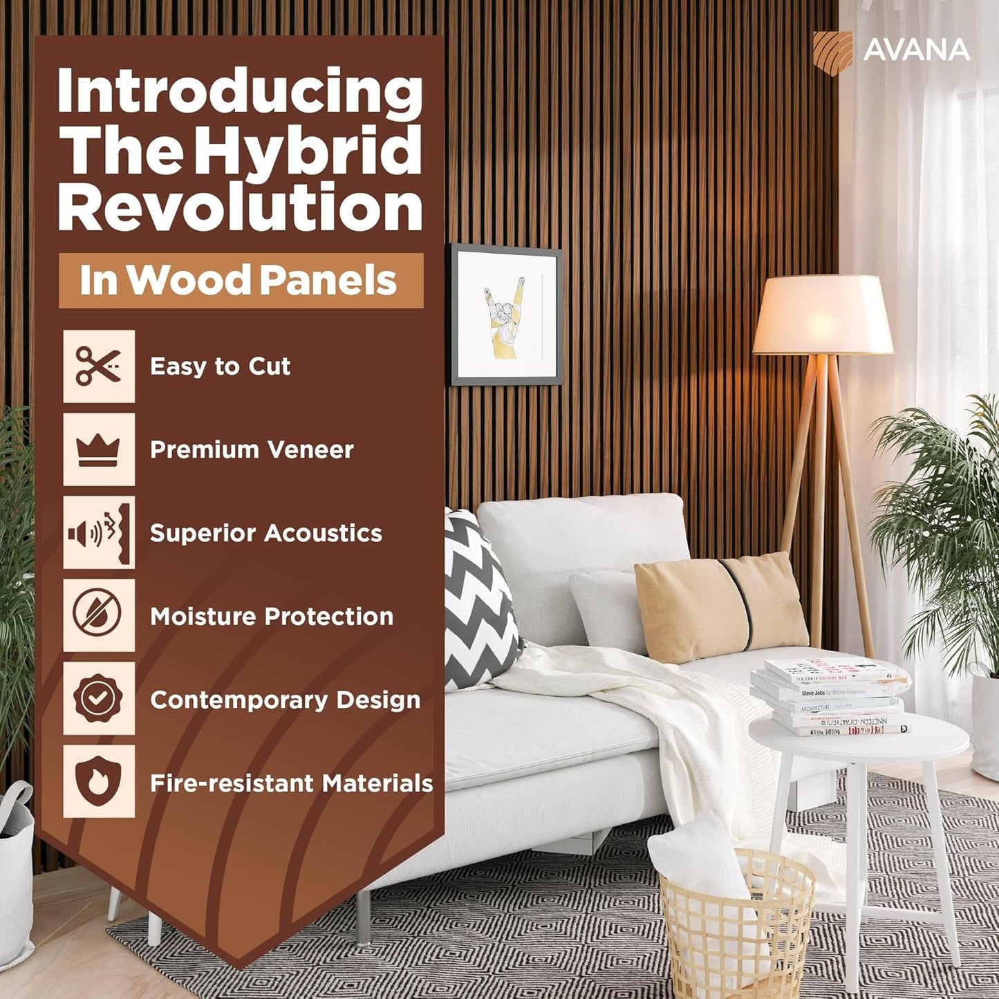 Avana Acoustic Wood Wall Panels – 47.2 X 12.6 Inch Walnut Acoustic Panels 1 PC – Wall Panels For Interior Wall Decor For Homes, Offices, Studios – Sturdy And Durable Wood Panels For Wall-VerdiqueGarden