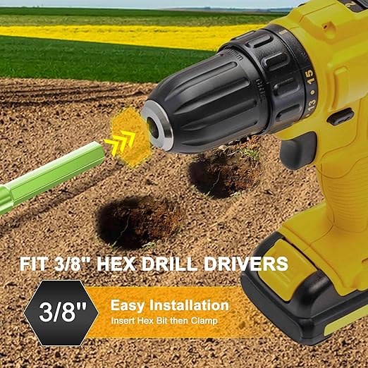 TCBWFY Auger Drill Bit for Planting 3.5"x16",Extended Length Garden Auger Spiral Drill Bit for Planting Bulbs Flowers,Planting Auger for Drill Post Hole Digger for 3/8”Hex Drive-VerdiqueGarden