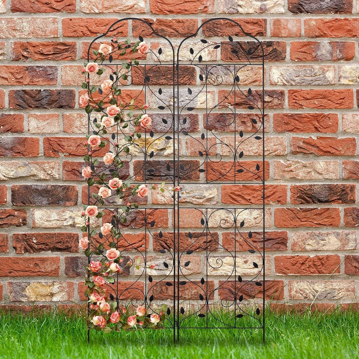 hogardeck 4 Packs 84 * 19 inch Metal Garden Trellis for Climbing Plants Outdoor,Heavy Duty,Black Coating Rustproof Trellis for Rose, Vegetable, Flowers, Expandable,Perfect for Training Climbing Plants-VerdiqueGarden