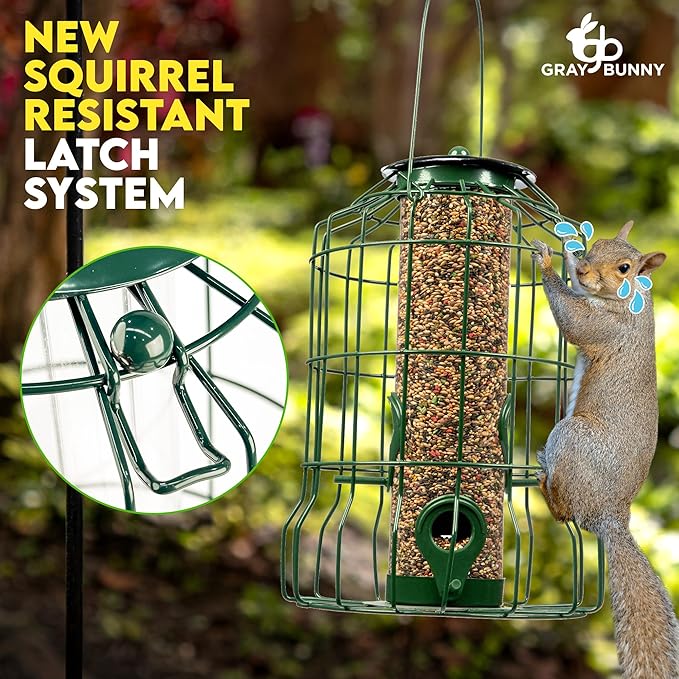 Squirrel Proof Bird Feeders for Outdoors Hanging (Premium Metal) 1.25 lb Capacity, Chew & Rust Proof, 4-Port Bird Feeder-VerdiqueGarden