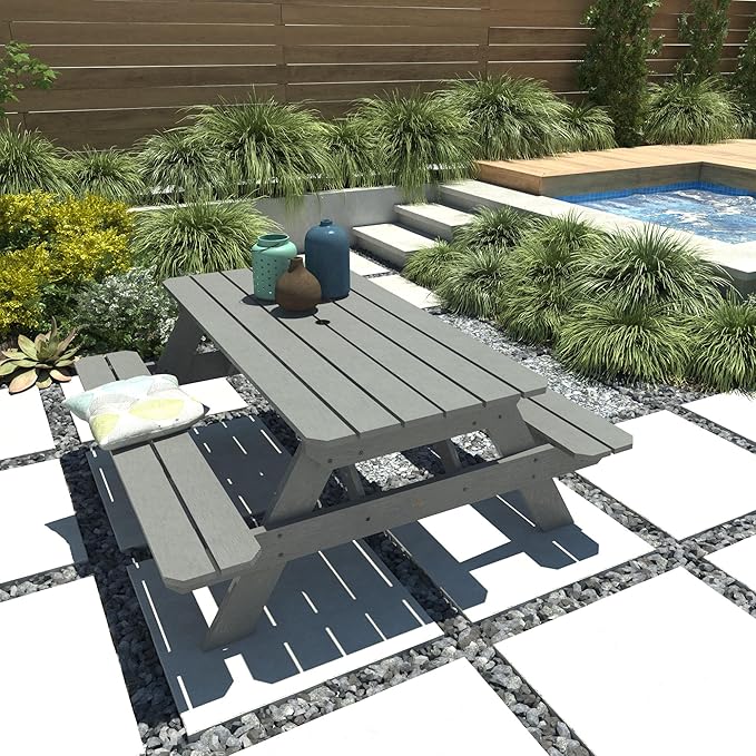 highwood Hometown Picnic Table, 6 Foot, Eucalyptus-VerdiqueGarden