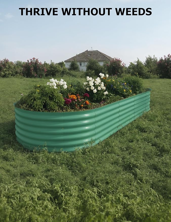 10x4x1.5ft Raised Garden Bed,Galvanized Raised Planter Boxes Outdoor with Easy Assembly, Large Garden Bed for Vegetables, Fruits, Flower,Raised Garden Bed,Green-VerdiqueGarden