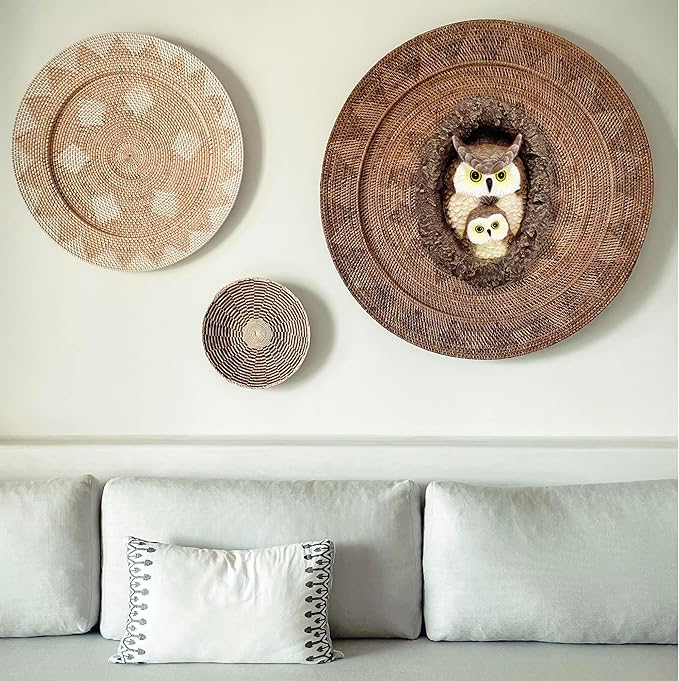 Owl Mom and Owlet Tree Hugger, Outdoor Garden Sculpture Tree Faces, Owl Bird Garden Resin Statue, Tree Peeker Ornament, Durable & Waterproof, Decorations Gardening Presents for Housewarming Birthday-VerdiqueGarden