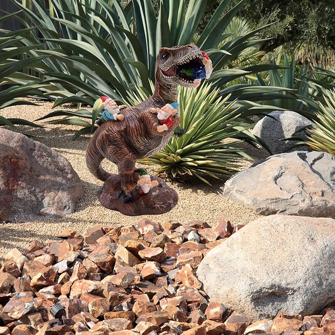 Wowser Gnome Statue: Funny Garden Figurine - Unique Home & Outdoor Decor (T-Rex), Gnome Decoration for Yard-VerdiqueGarden