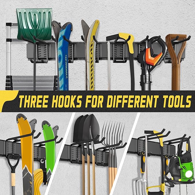 Garage Wall Organizer,12Pack Carries 600 lbs,Garden Tool Organizer 49.5in With Large Storage Space,Easy Assembly, Sturdy Design,for Efficient Tool Storage Garage Organization-VerdiqueGarden