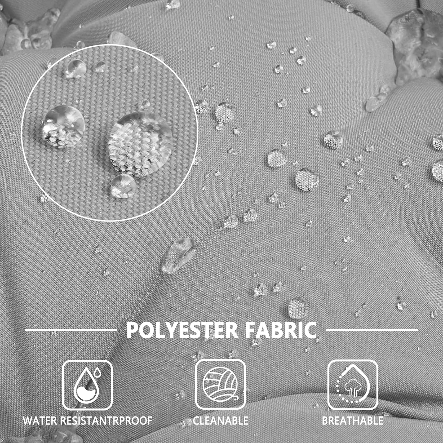 Porch Swing Cushions,Outdoor Cushions 3 Seater Replacement with Backrest, Waterproof Thickened Bench Cushion with Ties for Porch, Patio,Outdoor, Backyard and Garden (Light Gray 60 * 40 in)-VerdiqueGarden