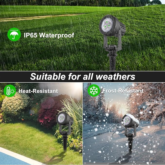 Green Solar Spot Lights Outdoor, 2 Pack Solar Landscape Spotlights IP65 Waterproof 9.8ft Cable, Auto On/Off Outdoor Wall Lights for Garden Yard Driveway Porch Walkway Pool (1-in-1)-VerdiqueGarden