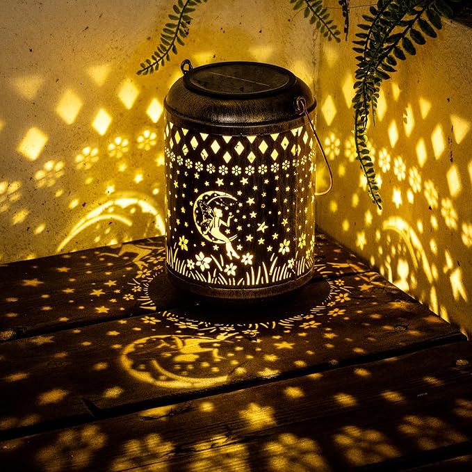 Solar Lanterns Outdoor Hanging Waterproof,Fairy Garden Decor Gifts for Women Mom, Solar Lights Metal Fall Decoration Outside for Yard, Patio,Garden,Backyard,Porch-VerdiqueGarden
