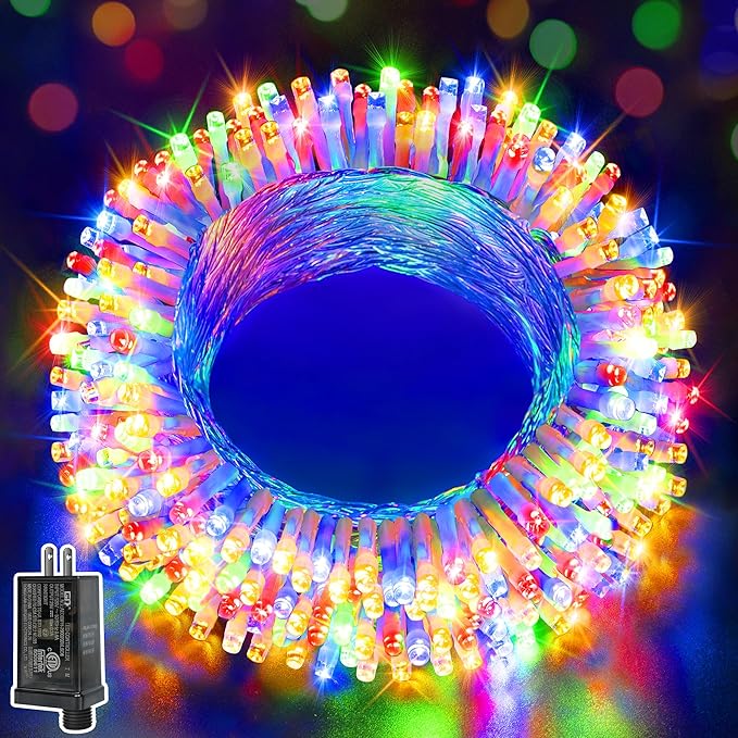 Ollny Christmas Lights Outdoor 200LED 60FT, Multicolor Connectable Plug in Fairy Light Indoor, 8 Modes Waterproof Timer Plug in LED String Lights for House Outside Bedroom Patio Balcony-VerdiqueGarden