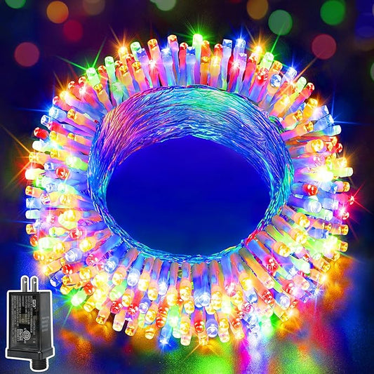 Ollny Christmas Lights Outdoor 200LED 60FT, Multicolor Connectable Plug in Fairy Light Indoor, 8 Modes Waterproof Timer Plug in LED String Lights for House Outside Bedroom Patio Balcony-VerdiqueGarden